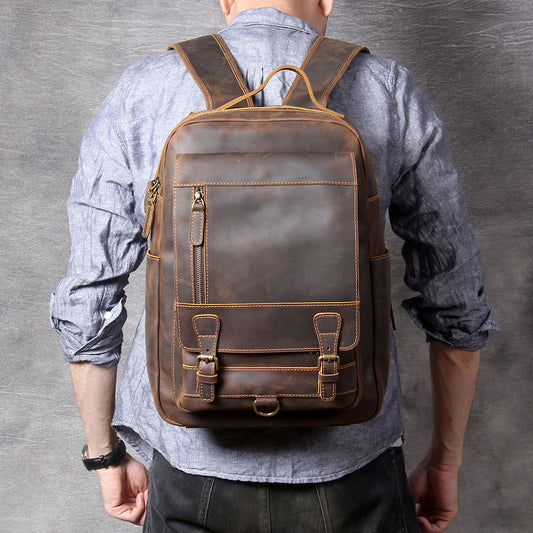 Men's Vintage Leather Backpack |  Full Grain Leather | Laptop Daypack