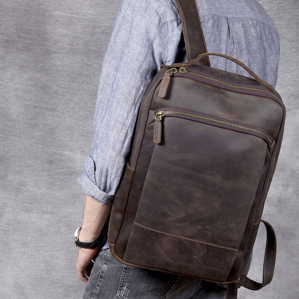 Genuine Leather Backpack For Men | Full Grain Leather | Handcrafted Daypack