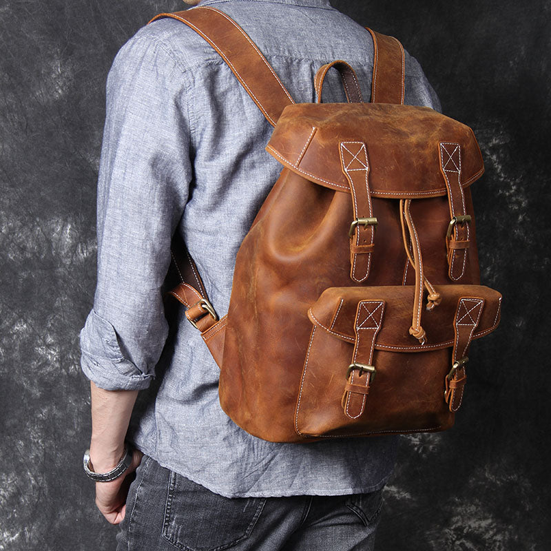 Men's Vintage Leather Backpack |  Full Grain Leather | Daypack