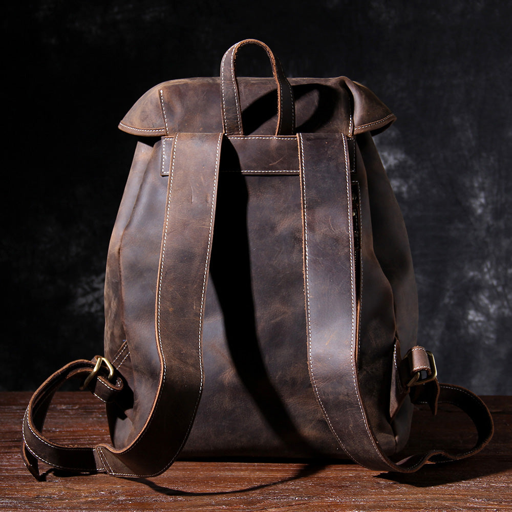 Men's Vintage Leather Backpack |  Full Grain Leather | Daypack