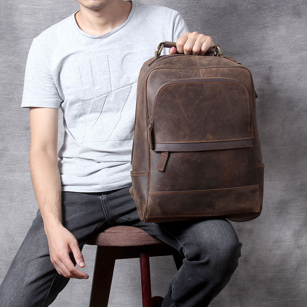 Men's Vintage Leather Backpack |  Full Grain Leather | Laptop Daypack