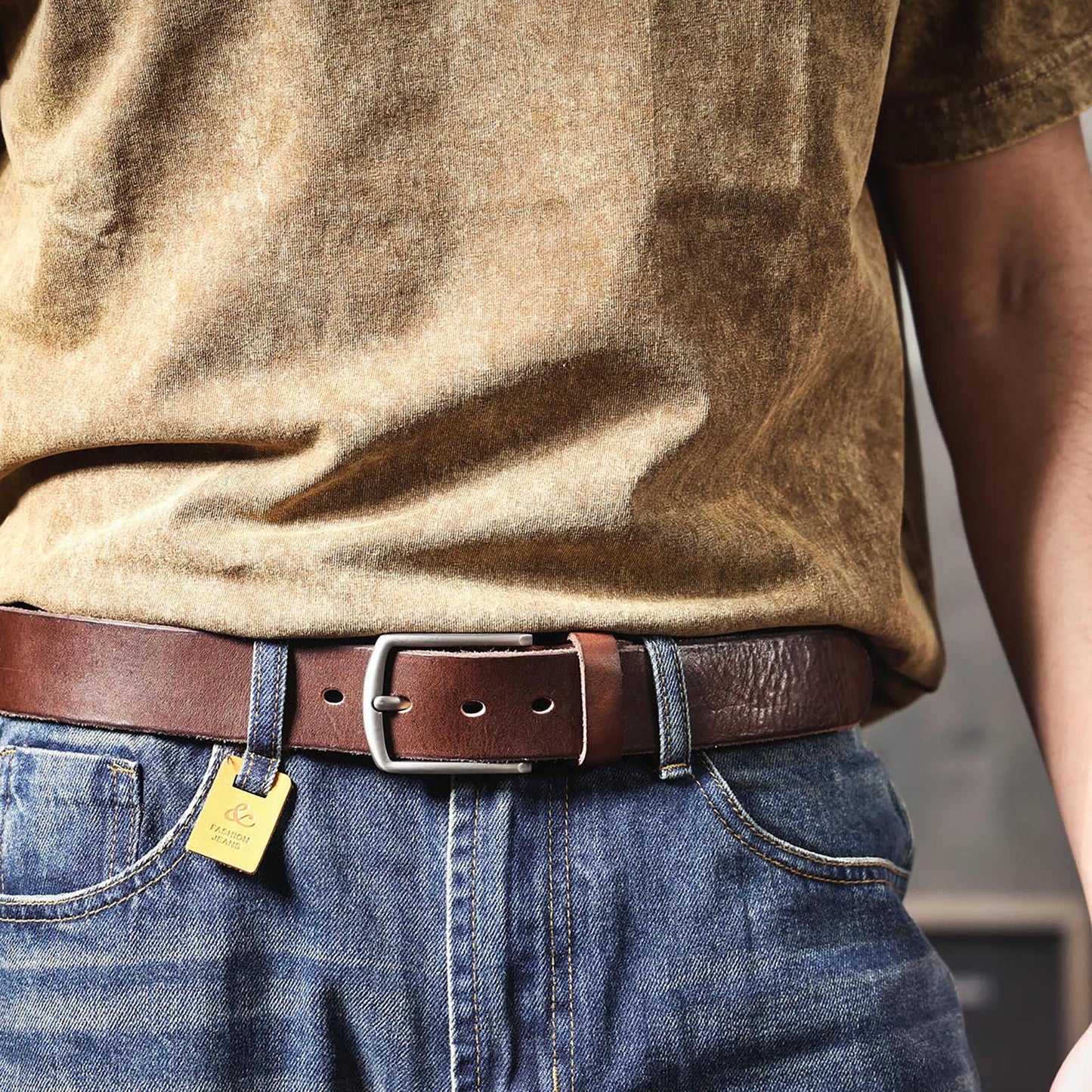 Vintage Genuine Leather Men's Belt | Thick Full Grain Leather