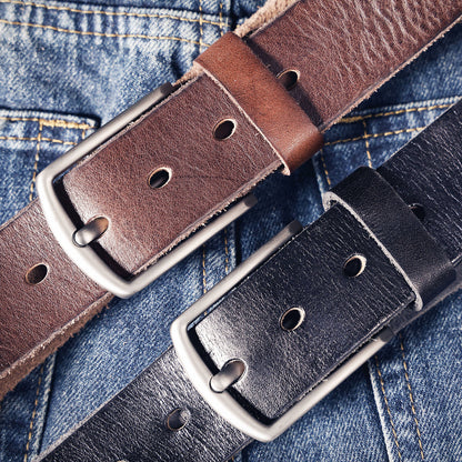 Vintage Genuine Leather Men's Belt | Thick Full Grain Leather