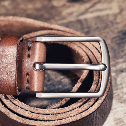 Vintage Genuine Leather Men's Belt | Thick Full Grain Leather