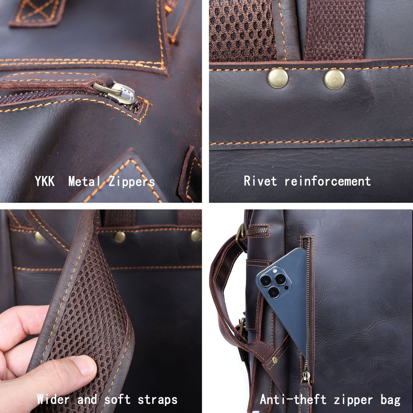 Men's Vintage Leather Backpack |  Full Grain Leather | Large Capacity