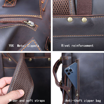 Men's Vintage Leather Backpack |  Full Grain Leather | Large Capacity