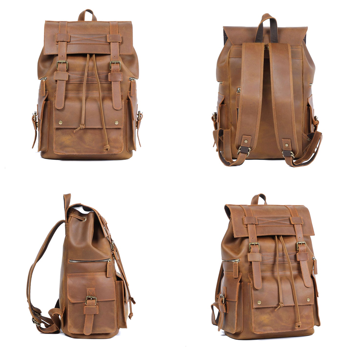 Men's Vintage Leather Backpack |  Full Grain Leather | Large Capacity