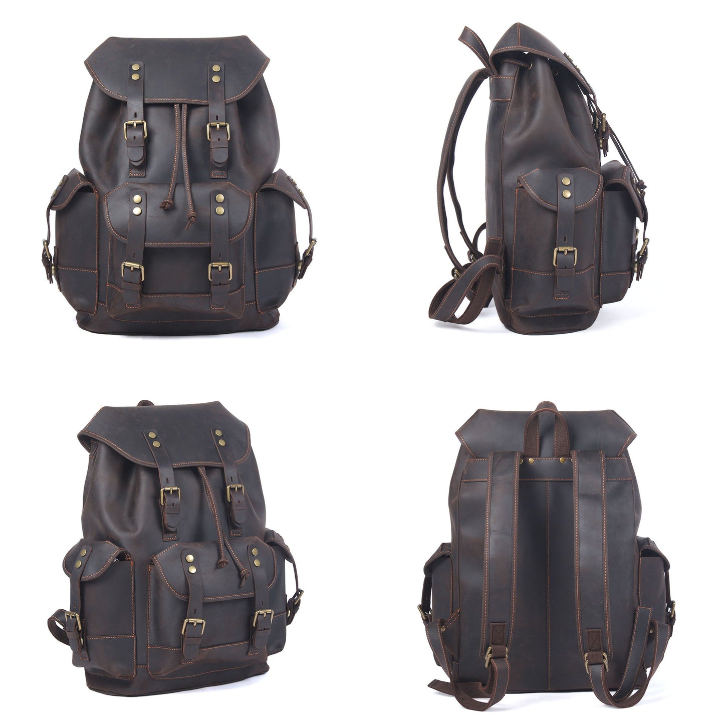 Men's Vintage Leather Backpack |  Full Grain Leather | Large Capacity