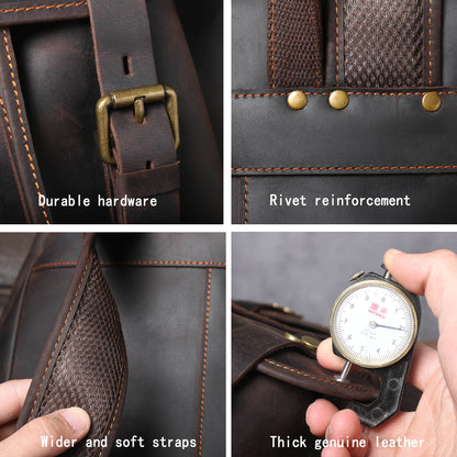 Men's Vintage Leather Backpack |  Full Grain Leather | Large Capacity