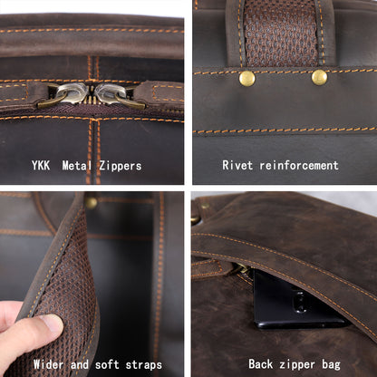 Men's Vintage Leather Backpack |  Full Grain Leather | Laptop Daypack