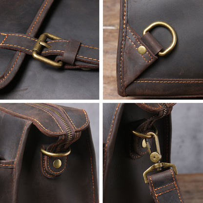 Vintage Leather Backpack For Men |  Full Grain Leather | Single/Shoulder & Double Straps Daypack