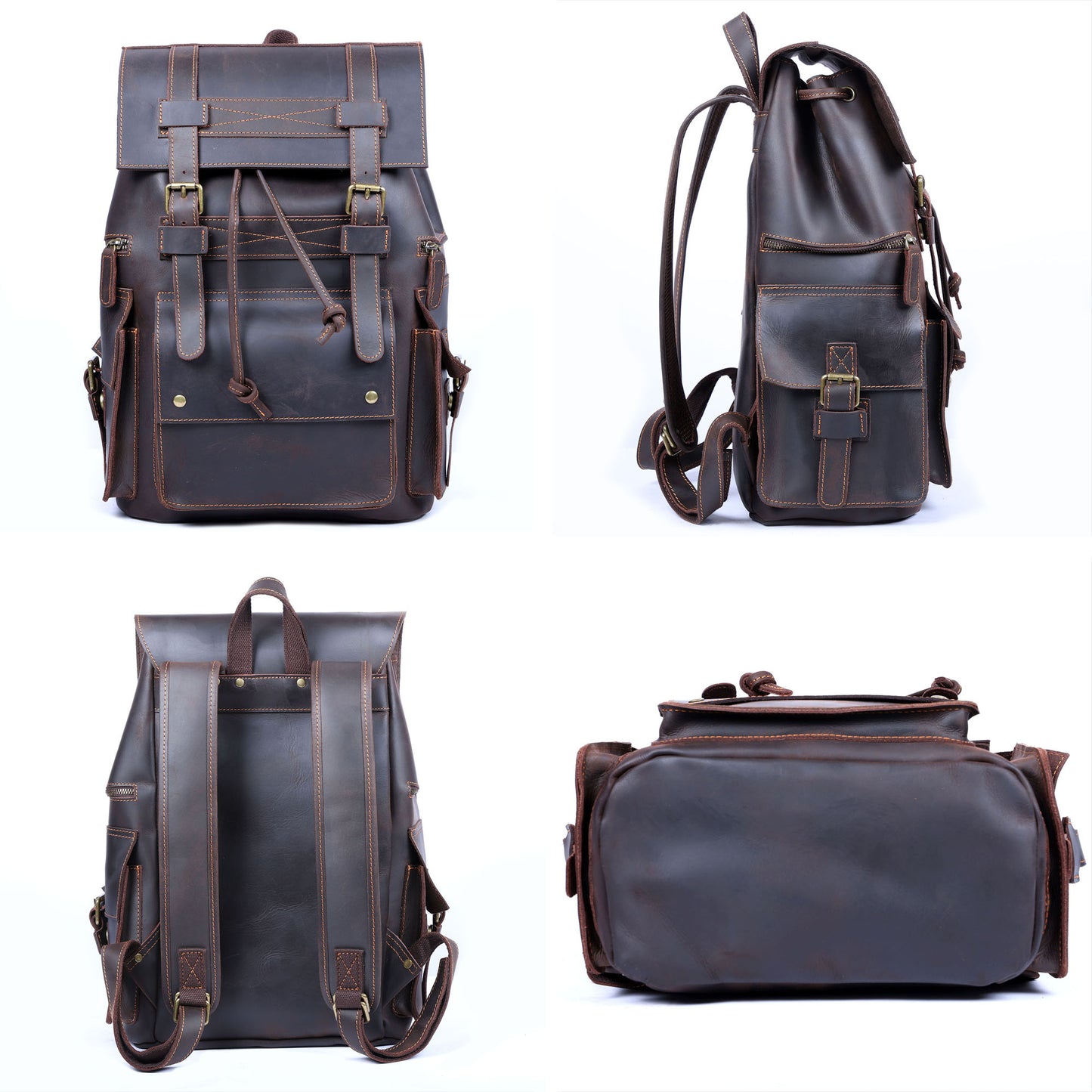 Men's Vintage Leather Backpack |  Full Grain Leather | Large Capacity