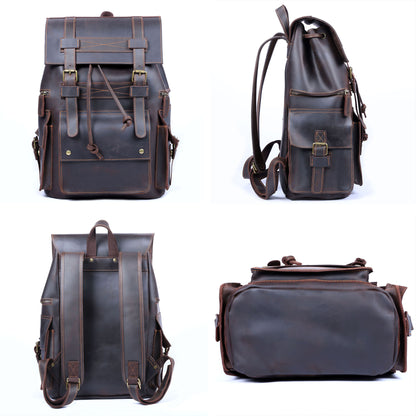 Men's Vintage Leather Backpack |  Full Grain Leather | Large Capacity