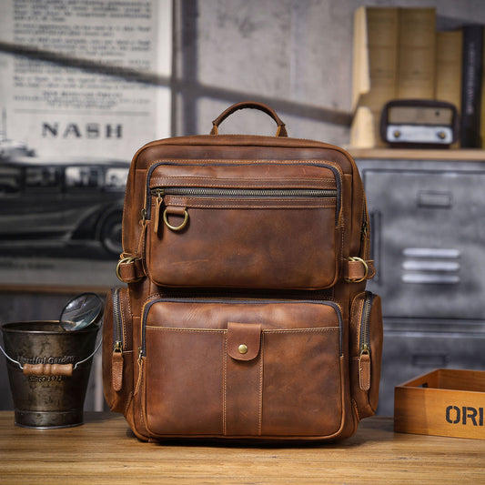 Men's Vintage Leather Backpack |  Full Grain Leather | Daypack