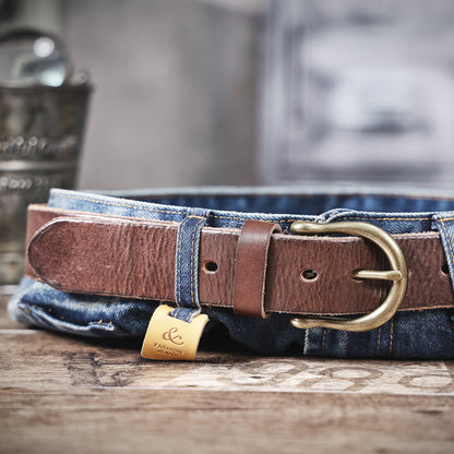 Leather Men's Belt | Genuine Full Grain | Solid Brass Buckle