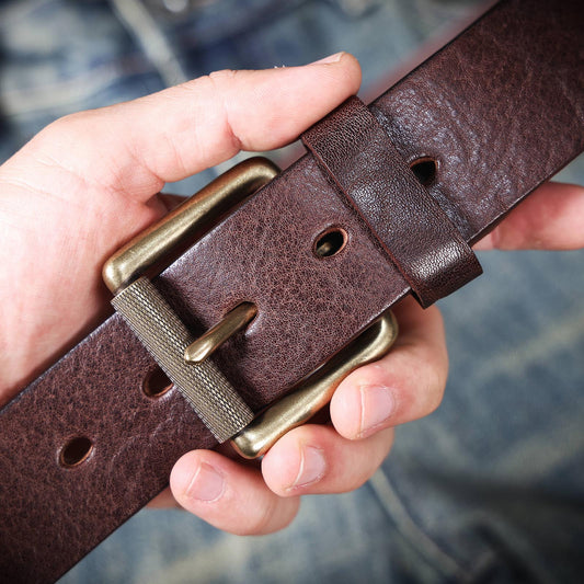 Leather Men's Belt | Genuine Full Grain | Solid Brass Buckle