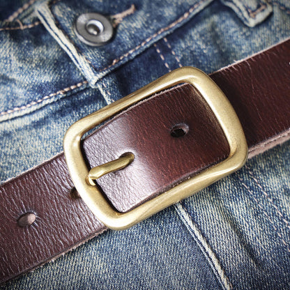 Leather Men's Belt | Genuine Full Grain | Solid Brass Buckle