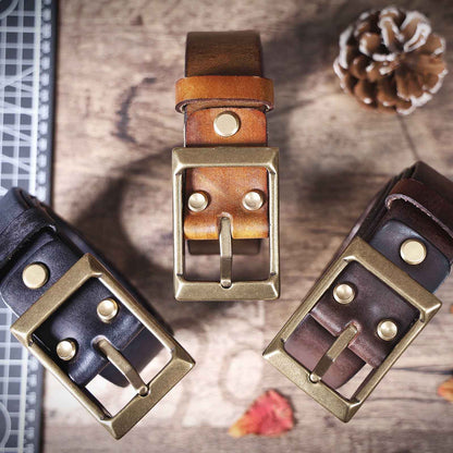 Genuine Leather Men's Belt | Thick Full Grain | Handmade