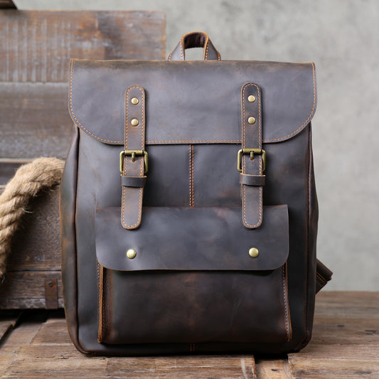 Men's Vintage Leather Backpack |  Full Grain Leather | Laptop Daypack