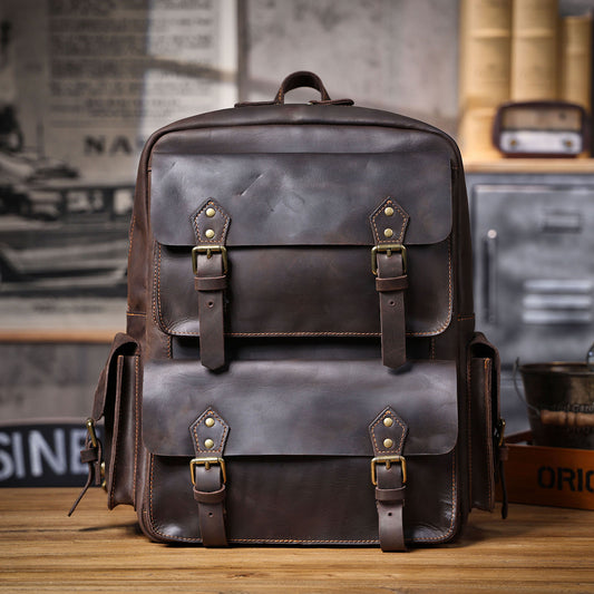 Men's Vintage Leather Backpack |  Full Grain Leather |  Large Daypack