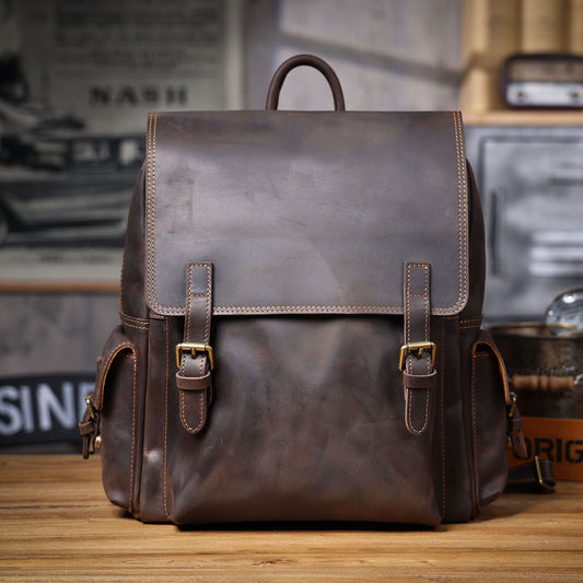 Men's Vintage Leather Backpack |  Full Grain Leather | Daypack