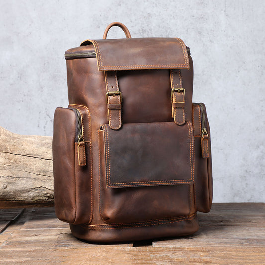 Men's Leather Backpack | Vintage Full Grain Daypack | Large Capacity
