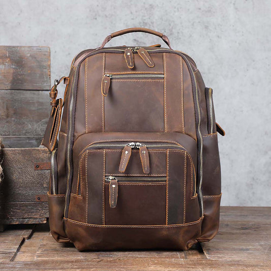 Men's Genuine Leather Backpack | Vintage Full Grain | Handmade