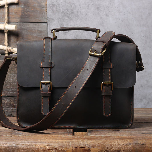 Vintage Leather Backpack For Men |  Full Grain Leather | Single/Shoulder & Double Straps Daypack