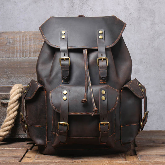 Men's Vintage Leather Backpack |  Full Grain Leather | Large Capacity