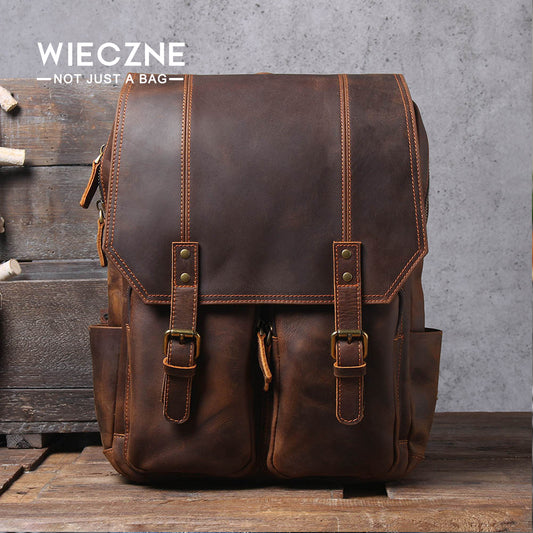 Men's Vintage Leather Backpack |  Full Grain Leather | Large Capacity