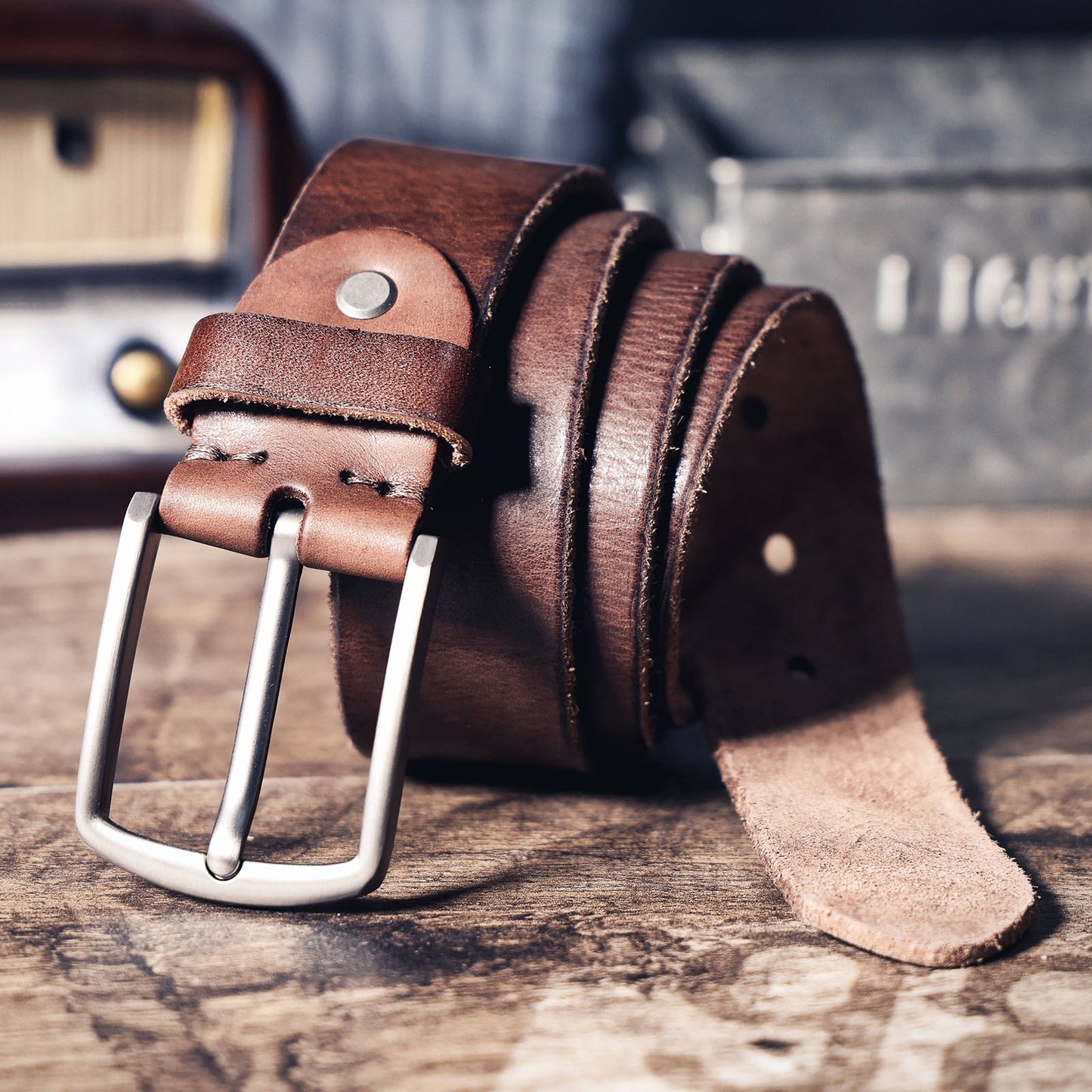 Vintage Genuine Leather Men's Belt | Thick Full Grain Leather